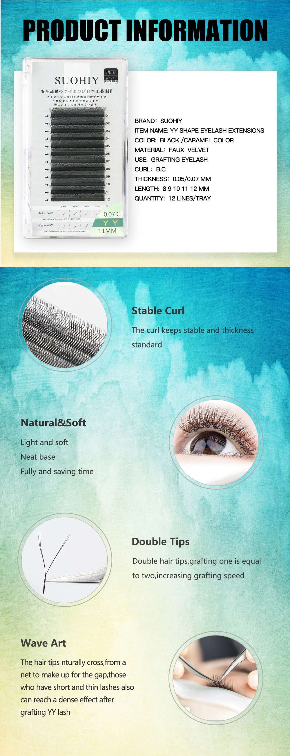 Yy Shape Individual Y Wire Eyelash Fluffy Clusters Lashes Premade Volume Fans Yy Matte Eyelash Extension