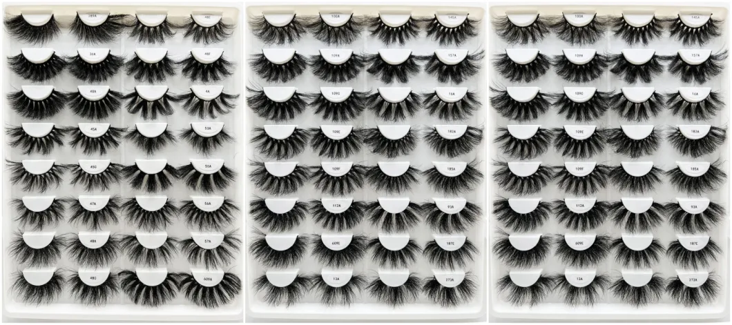 High Quality Wholesale Eyelashes 16mm 18mm 20mm 22mm 25mm Lashes 3D 5D 6D 10d Full Strip Fluffy Curly Thick Messy Mink Lashes