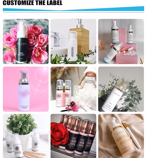 Precio al por mayor, champú personalizado para pestañas, limpiador de extensiones de pestañas, limpiador de espuma para párpados