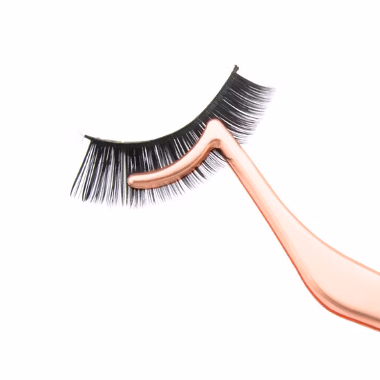 Extensión de pestañas de volumen Pinzas de acero inoxidable de oro rosa Etiqueta privada Pinzas personalizadas de pestañas personalizadas con precio de fábrica