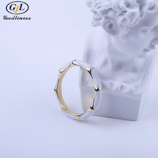 Nuevo estilo S925 anillo de esmalte de gota de bambú de plata esterlina