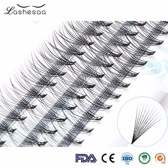 Mengfan China Proveedor de pestañas postizas de aspecto natural Extensión de pestañas de doble capa Mink Blooming Fast Fanning Extensiones de pestañas Band Cluster Pestañas individuales